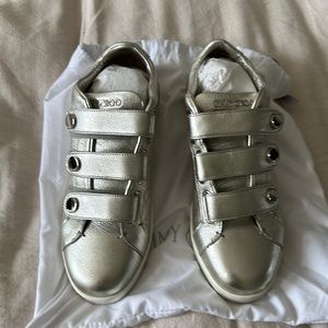 Jimmy Choo velcro silver sneakers